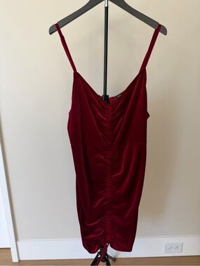 Double Crazy Red Velvet Slip Dress
